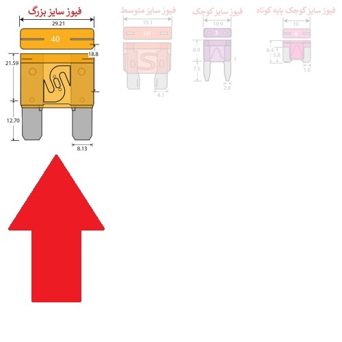 فیوز 40 آمپر 32 ولت بزرگ نارنجی پژو 206